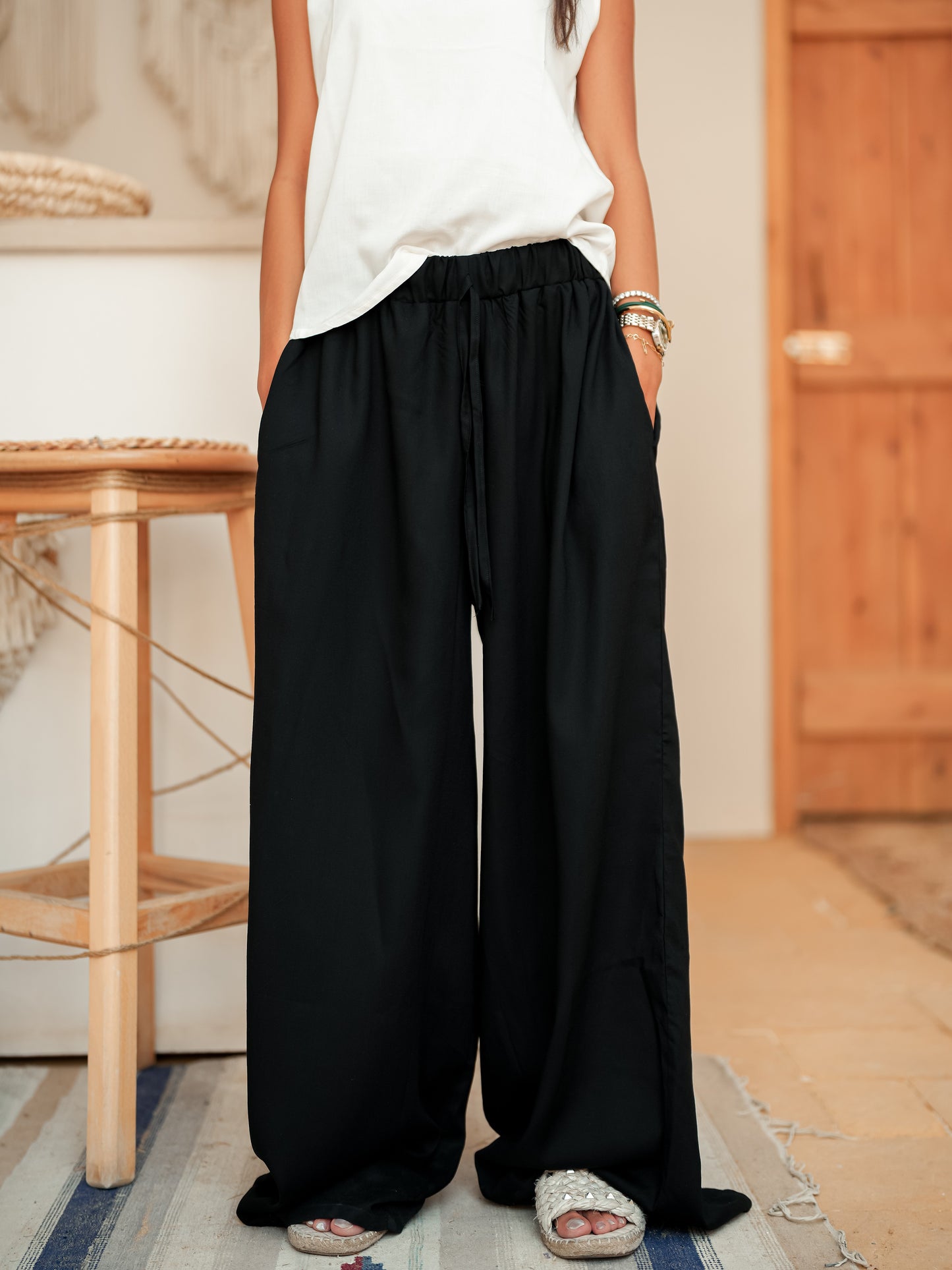 Black loose wide pants