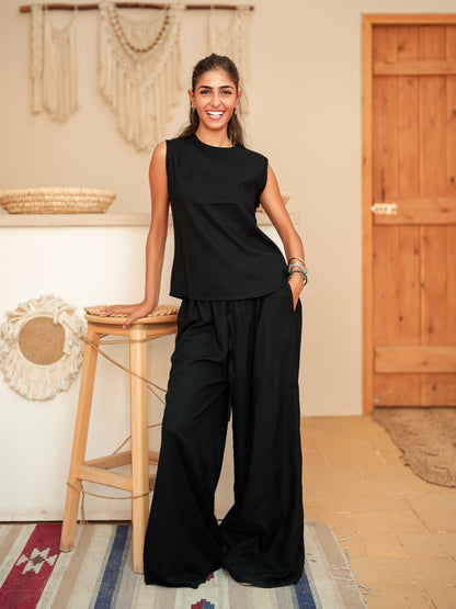 Black loose wide pants