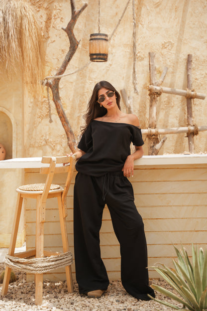 Off-Shoulder Melton Set