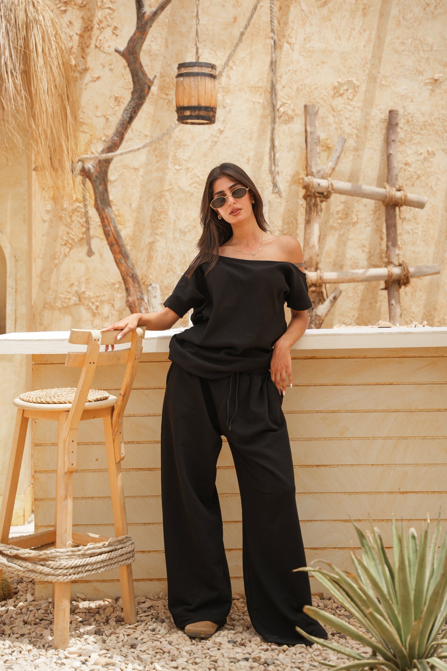 Off-Shoulder Melton Set