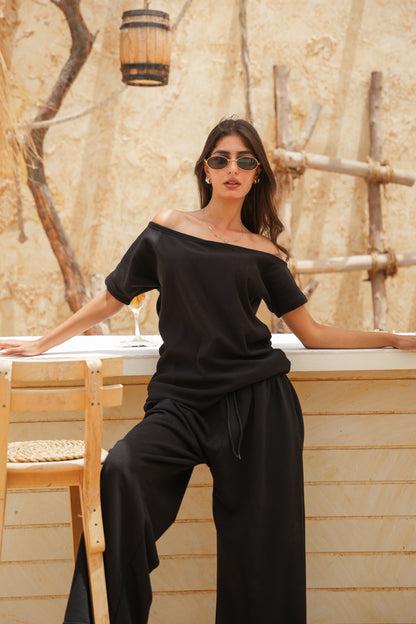 Off-Shoulder Melton Set
