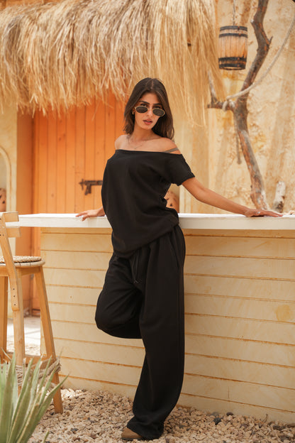 Off-Shoulder Melton Set