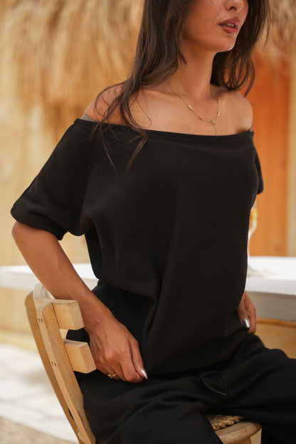 Off-Shoulder Melton Set