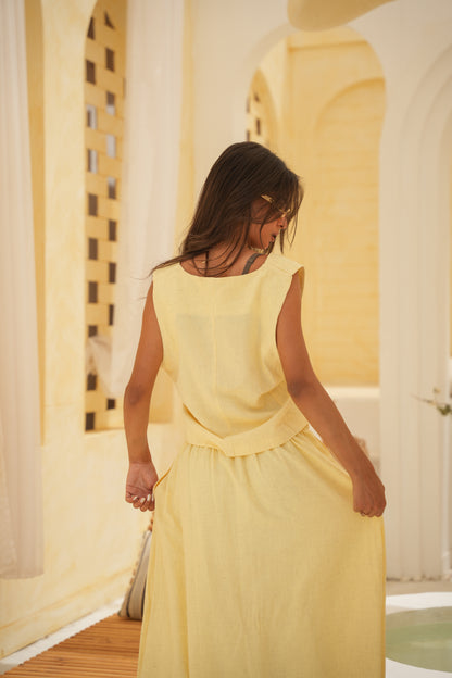 Linen Vest and Skirt Set