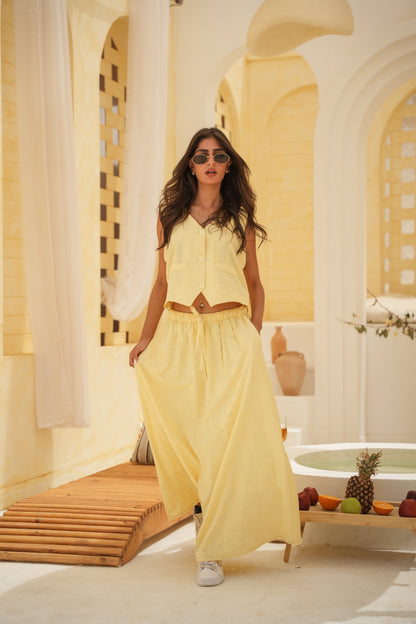 Linen Vest and Skirt Set