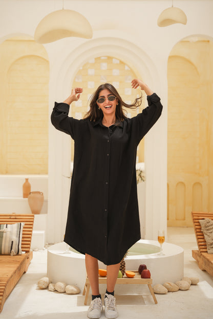 Long Sleeve Linen Dress