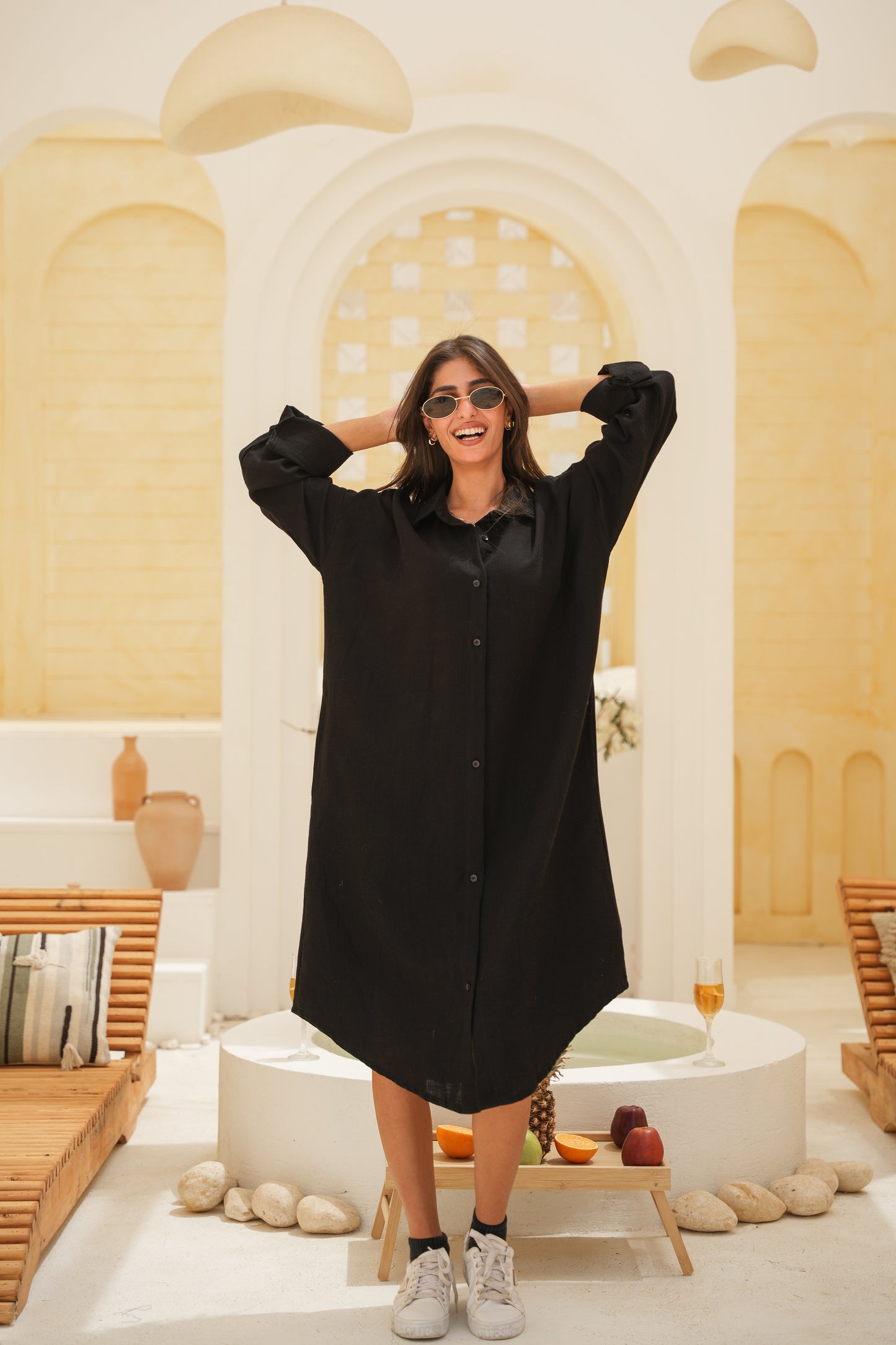 Long Sleeve Linen Dress