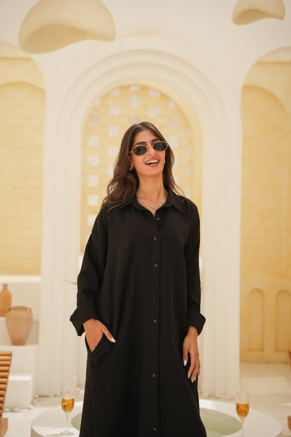Long Sleeve Linen Dress