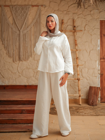 White long sleeve linen set
