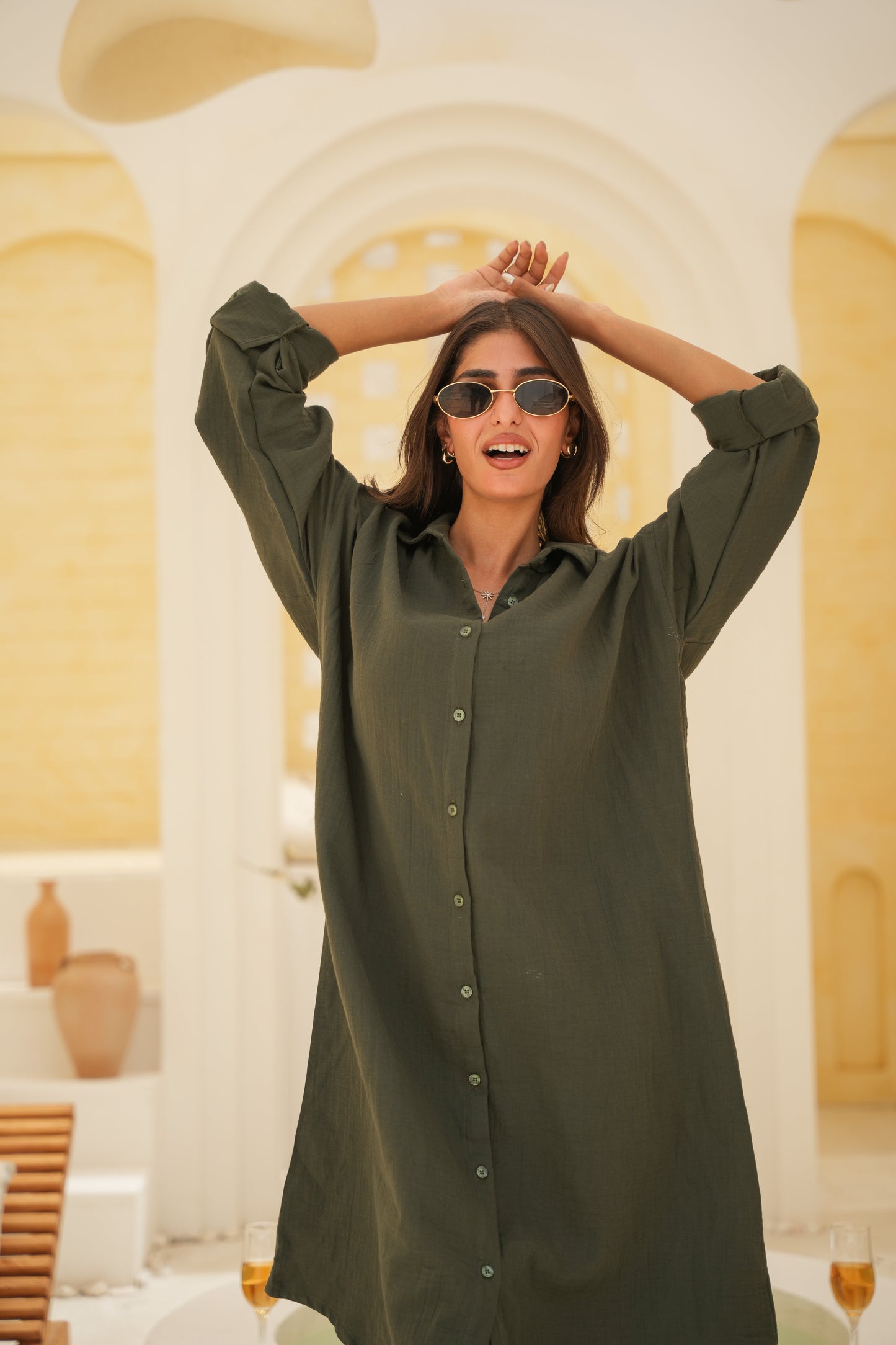 Long Sleeve Linen Dress