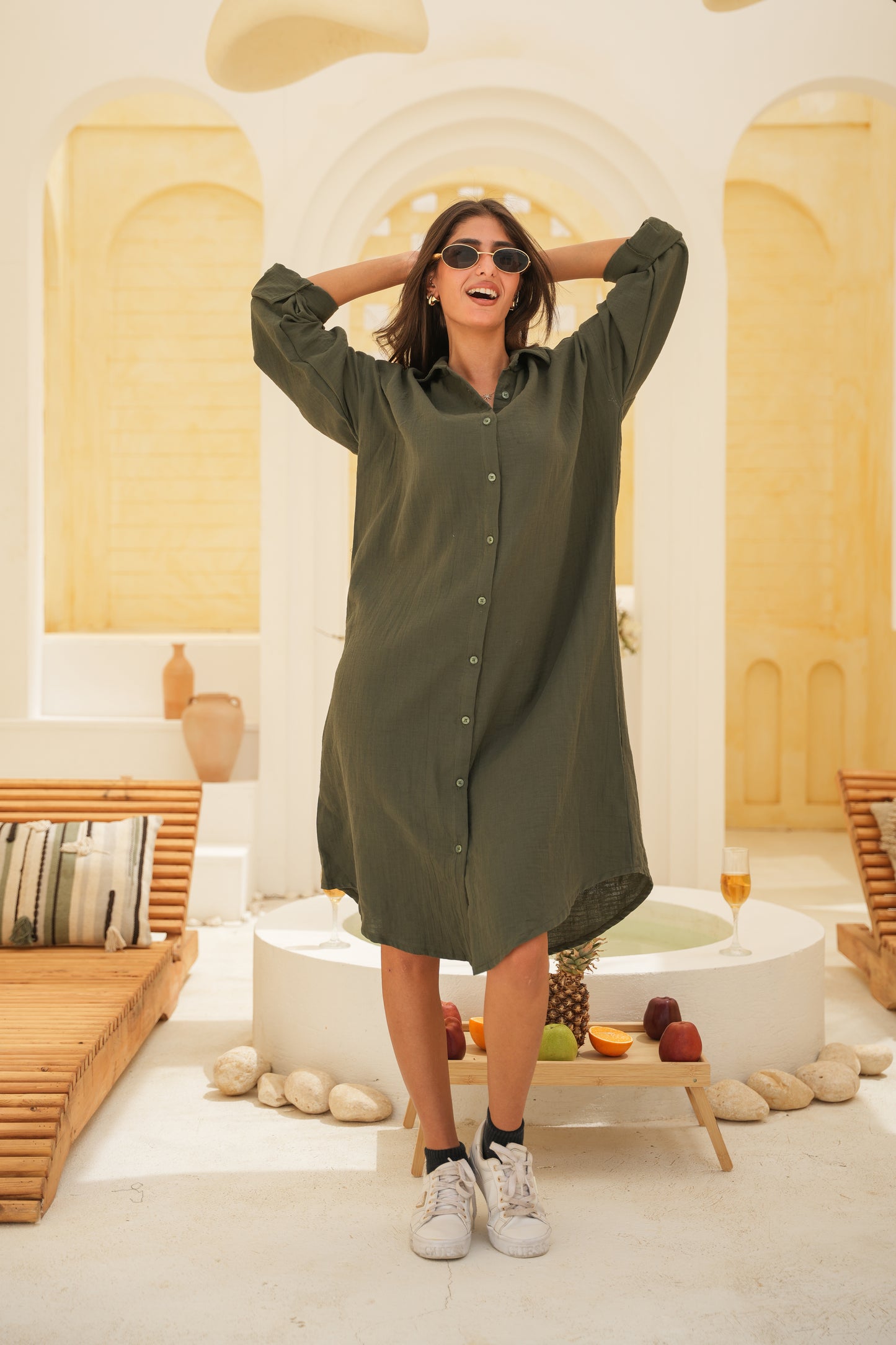 Long Sleeve Linen Dress